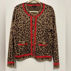 Women’s J Crew Animal Print Cardigan Sz XL